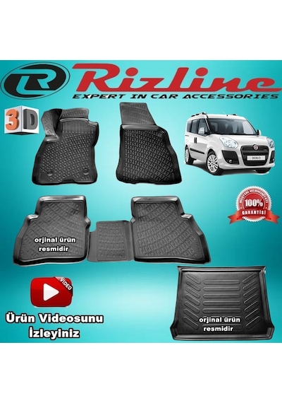Fiat Doblo 2 3D Paspas+Bagaj Havuzu Siyah 2010-2020 Arası Rizline N11.18857