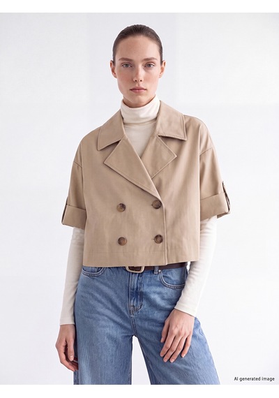 Lcw Modest Kahverengi Kruvaze Yaka Oversize Kadın Trençkot