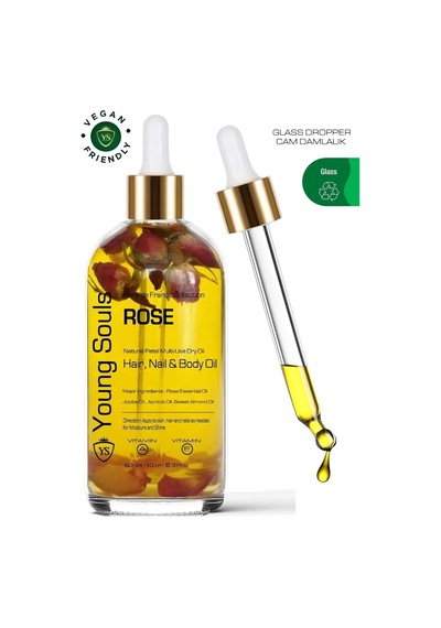 Aromatherapy Rose Multi Use Oil Gül Yüz Saç Tırnak & Vücut Bakım Kuru Yağ 100 Ml 0.3 ML