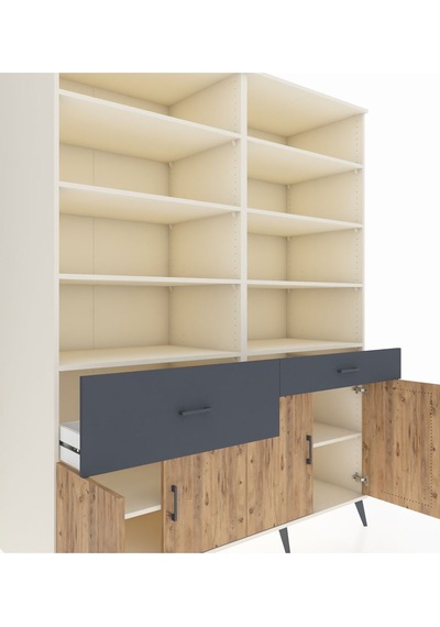 Kronos Gardrop 10 Raflı 2 Çekmeceli 4 Kapaklı 176x59x221 Aytaşı-çam/antrasit Beyaz Kronos Gardrop 10 Raflı 2 Çekmeceli 4 Kapaklı 176x59x221 Aytaşı-çam/antrasit Beyaz