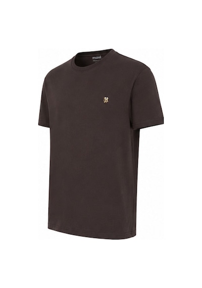 Mavi M0612736-88083 Mavi Mühür Logo Nakış Detaylı Tişört Erkek T-shirt Kahverengi