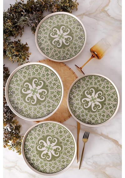 Timeless Green Stackable Servis Tabağı 27 Cm 4 Adet 21975 Çok Renkli