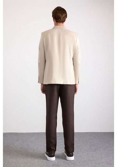 Süvari Bej Slim Mono Yaka Torba Cep 6 Drop Klasik Ceket Ct2021600427-bj3