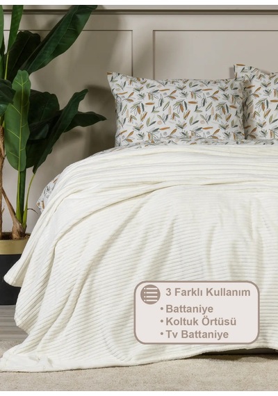 Elart Çift Kişilik Battaniye Beyaz