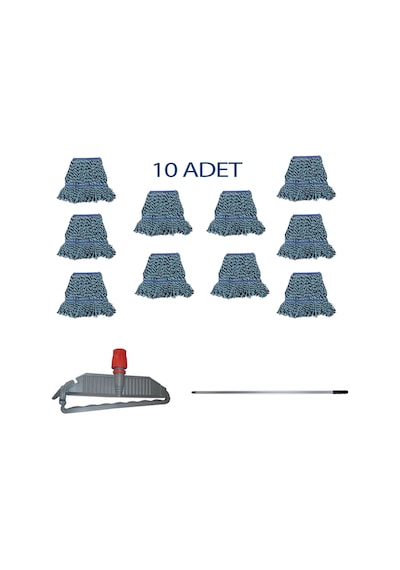 Geniş Yedek Islak Mop Paspas Takımı - 10 ad 25 Cm. 500 Gr. Islak