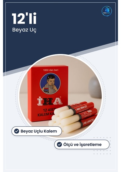 Kantaşı 12'li Beyaz Kalem Tipi Terzi Tebeşiri Rötuş Ve İşaretleme