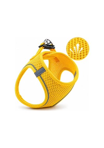 Nefes Alan Kumaş Air Mesh Kedi Köpek Göğüs Tasması Xx Small 28x32 Cm Neon Sarı