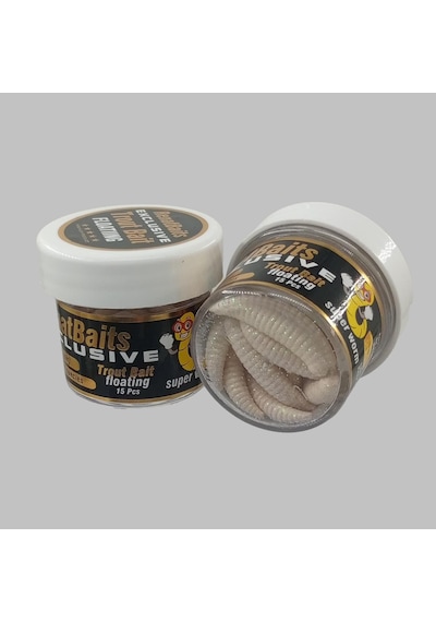Renat Trout Bait Peynir Kokulu Silikon Kurtçuk Alabalık Yemi 15 Pcs - Beyaz-9558