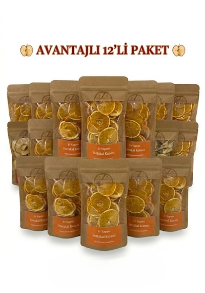 Kurutulmuş Portakal Dilimleri 12 Adet - 50g Atıştırmalık Boy 600 G