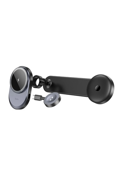 Hoco. Hw28 Excelso Yapışkanlı 15w Kablosuz Şarj Ve 2.5w Kablosuz Saat Şarj Destekli Magsafe Araç Tutucu - Siyah