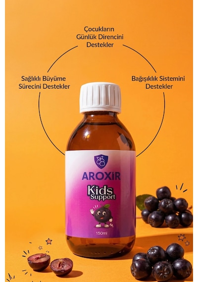 Aroxir Kids Support Aronya Vitamin C Beta Glukan ve Çinko İçerikli Takviye Edici Gıda 150 ML