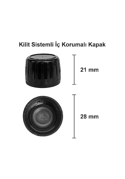 30 Ml Sızdırmaz Kapaklı Şeffaf Shot Şişesi 30 Cc Ginger Şat Beyaz Cam Şişe 20 Adet Kilitli Plastik Siyah Kapak