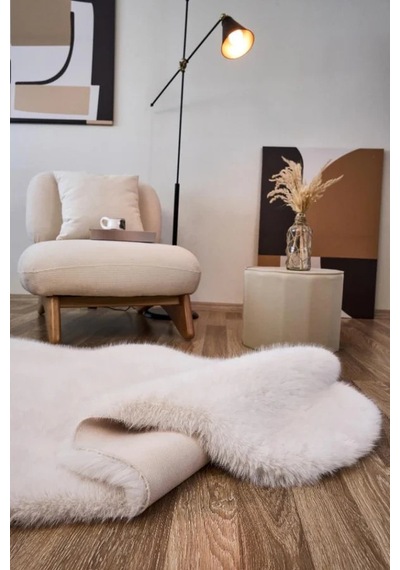 Apex Reiki Krem Peluş Post Şekilli Halı Krem