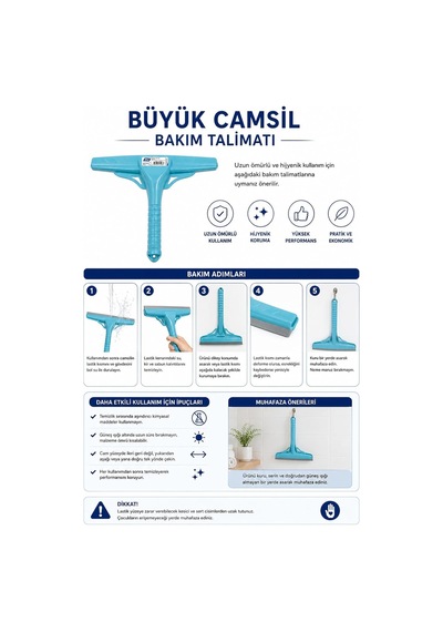 Büyük Cam Sil 33 Cm Profesyonel Silikon Cam Çekçek, Ayna, Duşakabin, Fayans Ve Araç Camı İçin İz Bırakmayan Cam Temizleme Aparatı Çekpas, Mop, Camsil, Çek Pas