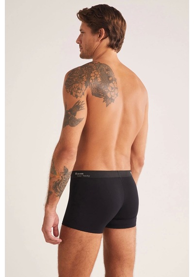 Kom Tight Pamuklu 2'li Erkek Boxer - Siyah Black