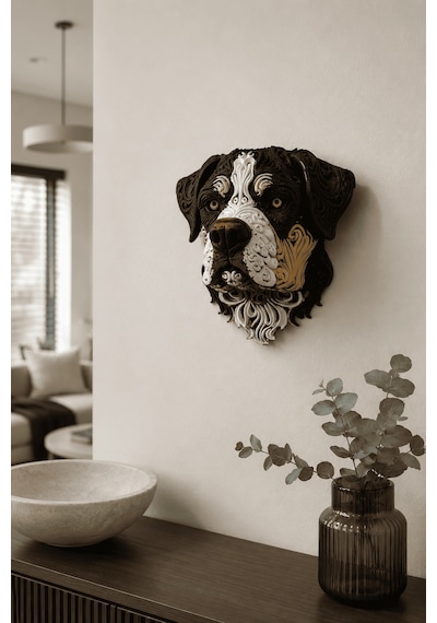 Dekoratif Köpek Başı Duvar Süsü Modern Tasarım Ev Ofis Salon Dekoru Hayvan Figürlü Hediyelik Biblo 22 X 21