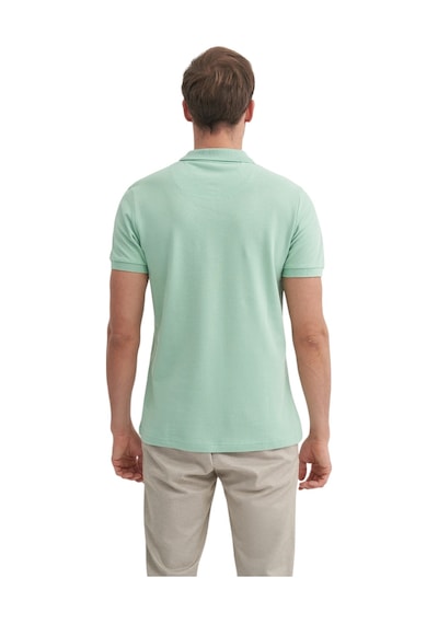 Cazador Erkek Polo Yaka Slim Fit Pike Düz Pamuklu Tişört SU YEŞİLİ
