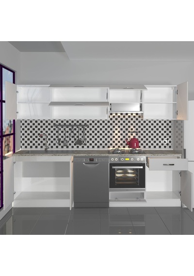 Decoraktiv Elite 280y Ankastre Fırın Modüllü Mdf Hazır Mutfak Dolabı - Tezgah Dahil - Buz Gri Açık Gri Decoraktiv Elite 280y Ankastre Fırın Modüllü Mdf Hazır Mutfak Dolabı - Tezgah Dahil - Buz Gri Açık Gri
