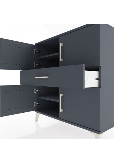Hyperion Şifonyer 3 Raflı Tek Çekmeceli 4 Kapaklı 88x44x96 An... Antrasit Hyperion Şifonyer 3 Raflı Tek Çekmeceli 4 Kapaklı 88x44x96 An... Antrasit