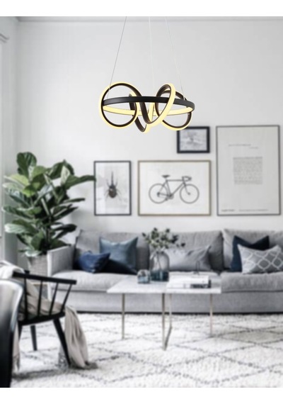 Tt003-Sy Tt Aydınlatma Sarmal Modeli Mat Siyah Led Avize