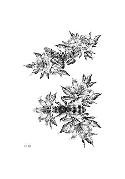 Snake, Rose - 2 Geçici Dövme,geçici Tattoo ,vücut Dövme,kol Bilek Dövme,boyun Dövme,sırt Dövme