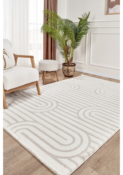 Kaşmir Halı 7/24 Plushy Runa Cream 200x290 Gri