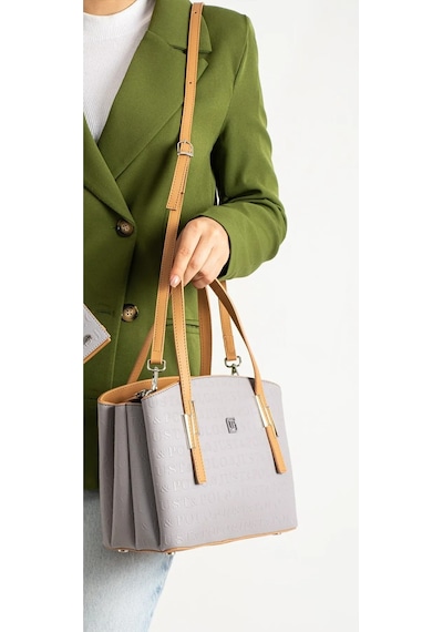 Kadın Orijinal Just Polo 5 Bölmeli Şık El & Omuz Çantası Ve Cüzdanı Shoulder Bag 26 X 24 Gri
