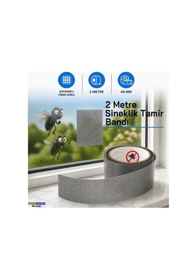 Sineklik Tamir Bandı 50mm X 2m Kendinden Yapışkanlı Yama Bandı Delik Ve Yırtık Onarım Evimdeyokyok