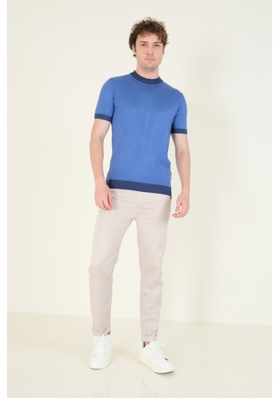 Giyim Dünyası Erkek Yarım Balıkçı Merserize T-shirt Mavi 001