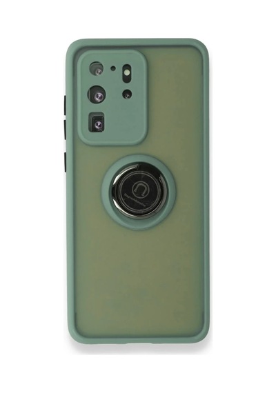 Samsung Uyumlu Galaxy S20 Ultra Uyumlu Kılıf Montreal Yüzüklü Silikon Kapak - Yeşil