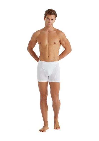 Erkek Pamuk Elastan Boxer Aura 9502 Beyaz