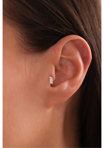 14 Ayar Altın 3 Baget Taşlı Lino Tragus Küpe