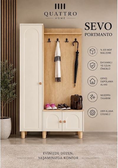 Sevo Geniş Vestiyer Beyaz
