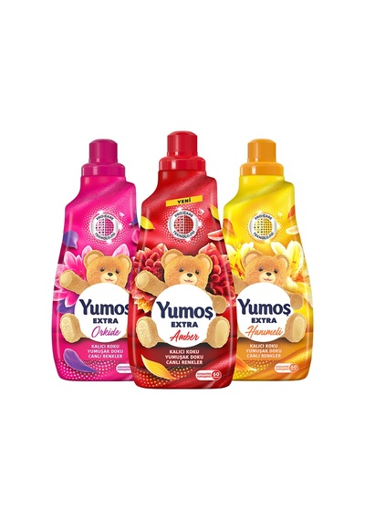 Yumoş Extra Canlı Renkler Amber + Hanımeli + Orkide Çamaşır Yumuşatıcısı 3 x 1440 ML