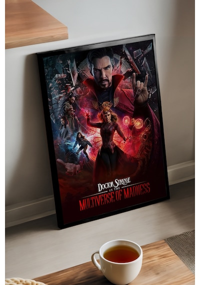 Doctor Strange Siyah Ahşap Çerçeveli Poster, Dekoratif Dizi Duvar Tablosu