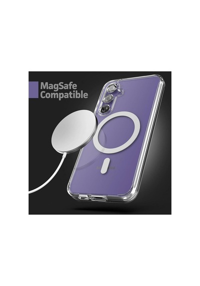 Galaxy S23 Fe Uyumlu Kılıf Magsafe Wireles Şarj Destekli Clear Şeffaf Sararmaz Premium Renksiz Case Resimde Görünen