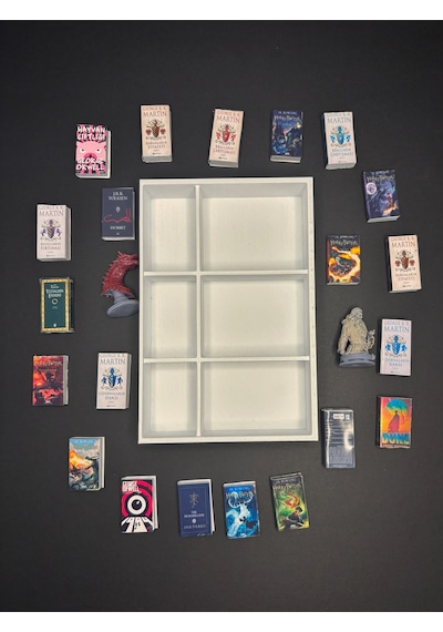 Minyatür Kitaplık El Yapımı Mini Kitap Ve Figürlü Dekoratif Kitaplık Koleksiyonluk