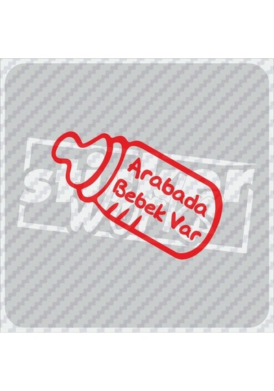 Arabada Bebek Var Hologram Sticker Kırmızı