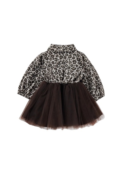 Civil Baby Leopar Baskılı 6-18 Ay Elbise - Kahverengi