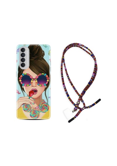 Oppo Reno 4 Pro Kılıf Rasta Boyun Askılı Sugar And Woman 1418