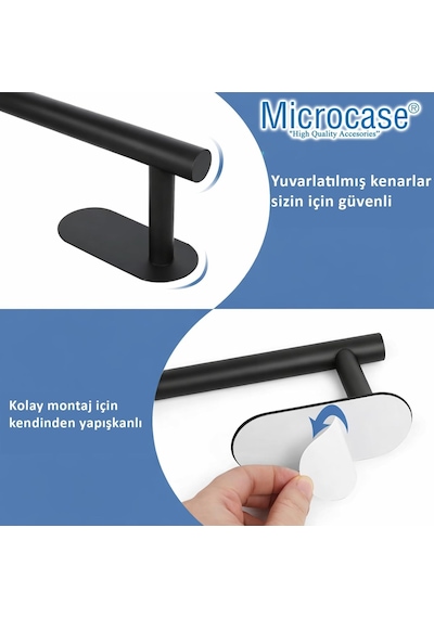 Microcase Kendinden Yapışkanlı Paslanmaz Çelik Havlu Askılığı Al5717 Siyah Diğer