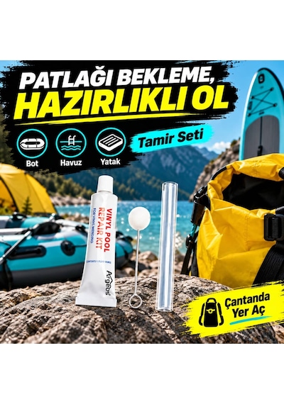 Argeus Şişme Bot Havuz Ve Yatak Tamir Kiti 20x10 Cm Yama 10 G Yapıştırıcı