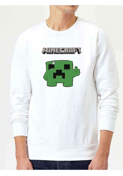 Mine Craft Baskılı Beyaz Erkek Örme Sweatshirt (528464905)