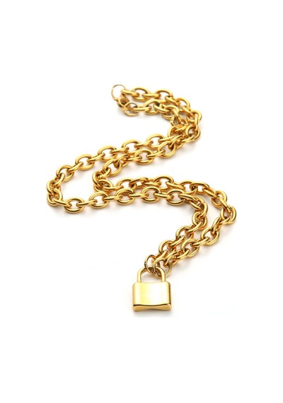 Chavin 50 Cm. Aşkın Kilidi Gold Çelik Bayan Zincir Kolye Ec81Sr Altın