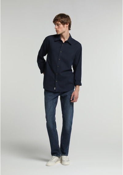 Colin's Colins Regular Fit Shirt Neck Düz Erkek Lacivert Uzun Kol Gömlek Cl1082606 Q1.v2 Nav