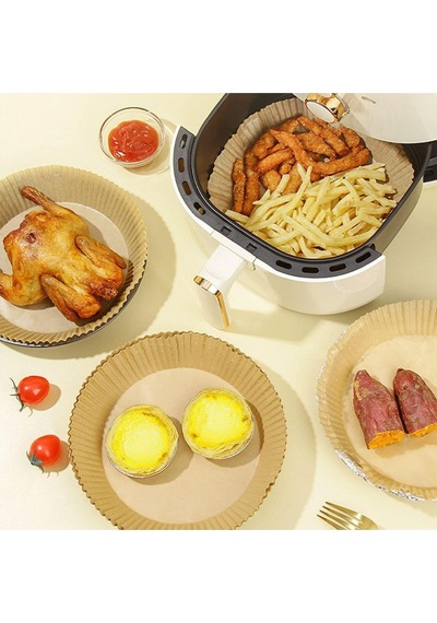 Airfryer Pişirme Kağıdı 50 Adet Hava Fritözü Yuvarlak Model Pişirme Kağıdı Airfryer Yağsız Fritöz