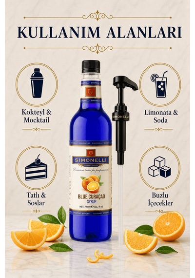 Simonelli Turunç Aromalı Kahve ve Kokteyl Şurubu 700 ML + Pompa