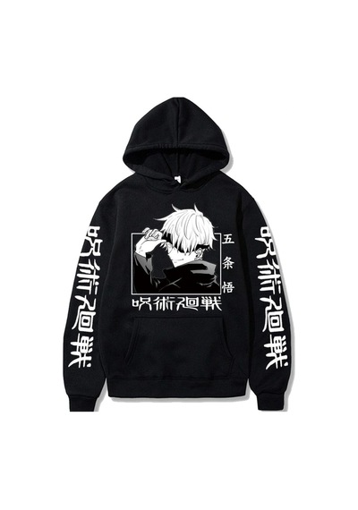 Startmore Jujutsu Kaisen Gojo Satoru Baskılı Hoodie Model461 15158 Siyah Siyah