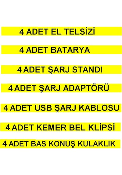 4 Telsiz+4 Kulaklık Pmr 446 Türkçe Konuşan El Telsizi