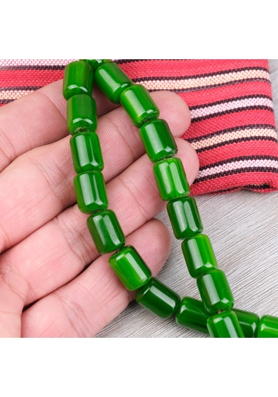 Katalin Çubuk Alpaka Püsküllü Kapsül Kesim 9x13mm Tesbih - Yeşil